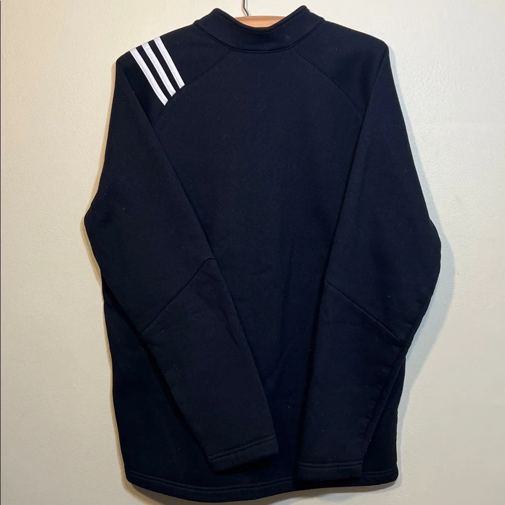 Adidas Black‎ 1/4 Zip Poly Fleece Golf Pull Over White Stripes